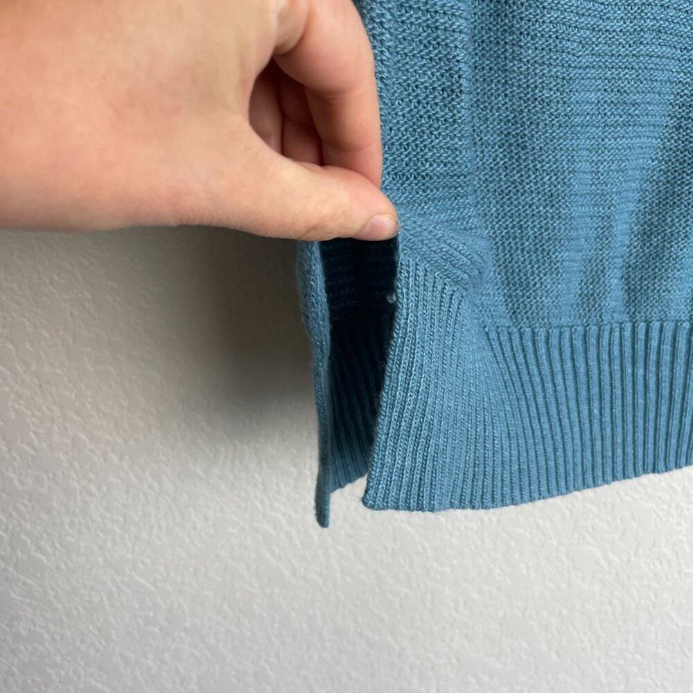 TCEC Dusty Blue Off the Shoulder Ruffle Sweater L - Picture 6 of 8